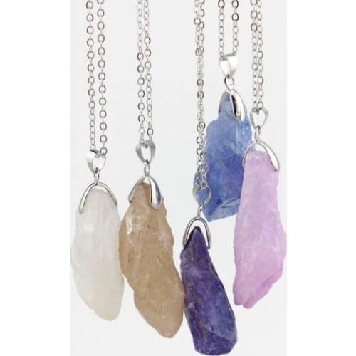 2020 Fashion Chain Crystal Original Drusy Natural Stone Pendant Necklace Women Jewelry Long Selenite Druzy Necklace