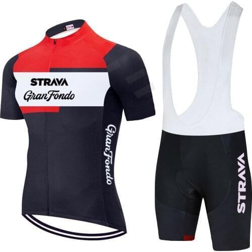 2021 TEAM STRAVA Pro Cycling Jersey Bibs Shorts Suit 20D Gel Ropa Ciclismo Mens Summer Quick Dry Bicycling Maillot Wear
