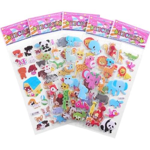 3D Animal Cartoon Stickers Waterproof DIY Puffy Bubble Sticker Cute Scrapbooking Baby Toy Multiple Type Kids Gift for Girl & Boy