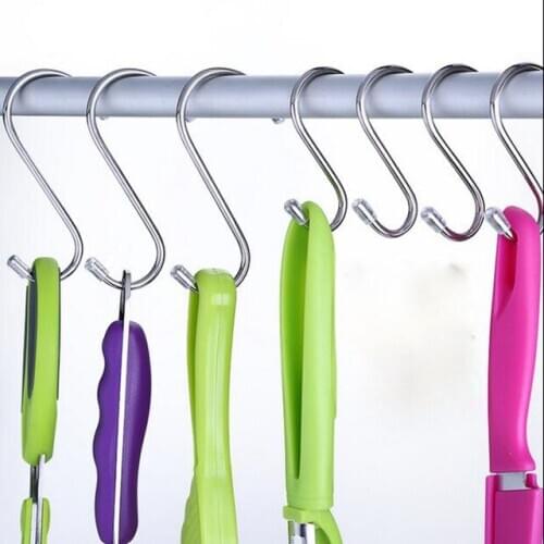4pcs/lot Stainless steel hangers S hook bag hooks kitchen room metal hanging home storage organization tools