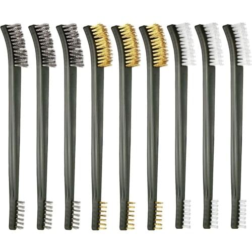 9pcs/Set Tactical Gun Cleaning Brush Kit Double-ended Rifle Pistol Cleaning Brush Set Airsoft Gun Cleaner Tool Hunting Accessory