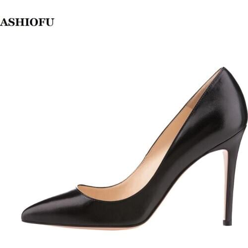 ASHIOFU Handmade Womens 100mm High Heel Pumps Disgalley Party Office Slip-on Shoes Pointy Evening Club Fashion Court Shoes KL031