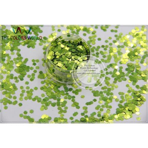 Apple Shape Glitter Size 3 mm Solvent Resistant Light Green color paillette for Nail Art and DIY supplies1pack=50g