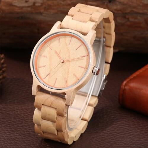 Simple Style Watch Mens Wooden Watches Quartz Analog Wristwatch Full Bamboo Bracelet Band Wooden Adjustable Strap reloj Gift