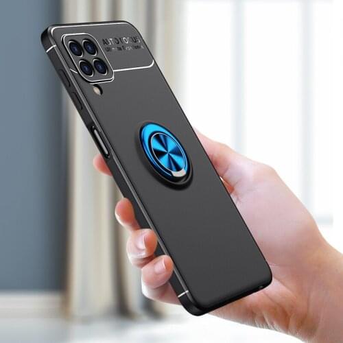 For Samsung Galaxy A22 4G Case Soft Silicone Matte Back Cover Metal Ring Holder Phone Case For Samsung Galaxy A22 4G