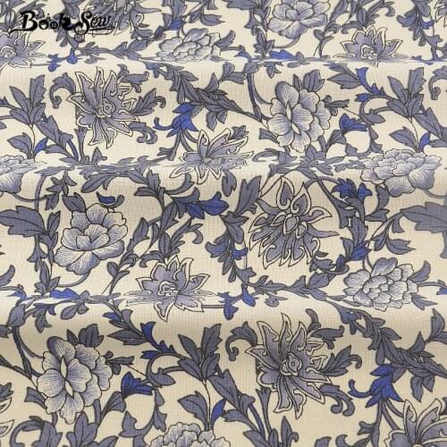 Blooming Flower Design Cotton Linen Fabric Sewing Material Tissu Tablecloth Pillow Bag Curtain Cushion Zakka Booksew Textile