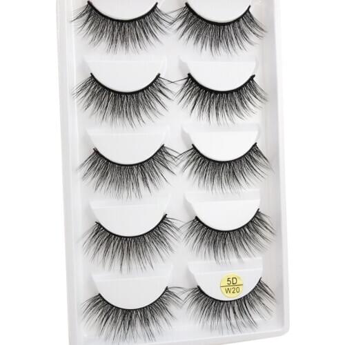 Flash Girl Beauty makeup eyelashes supplier 5D-W20 handmade 5 pairs 5D mink natural soft full strip lashes