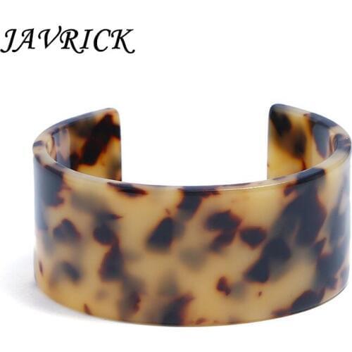 JAVRICK Acrylic Tortoise Shell Wide Brown Cuff Bracelet Leopard Print Fashion Jewelry