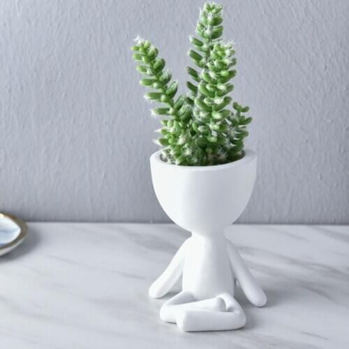 Resin Wall Flowerpot Wall Hanger Planter Decor Figurine Cactus Plant Pot