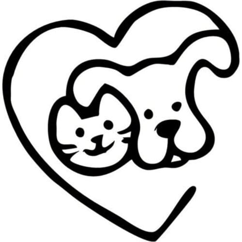 14.9*15.2CM Love Pets Cat & Dog Heart Creative Cartoon Car Stickers Funny Animal Decorative Decals C6-1557