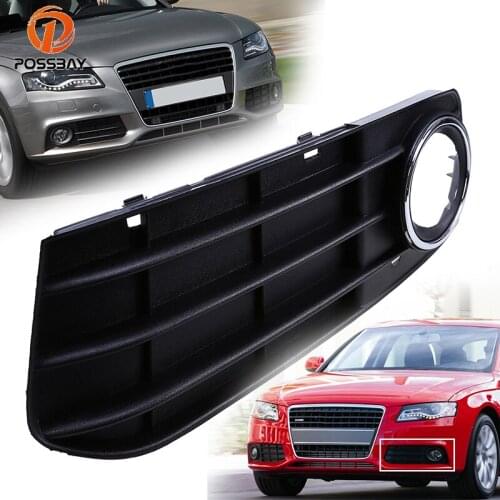 POSSBAY Left Side Grille Car Front Bumper Lower Grill for Audi A4 B8 2007/2008/2009-2011 Pre-facelift Fog Light Cover Decoration