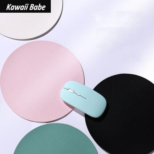 Cute Round Mouse Pad Desk Mats Writing Gaming Pad Simple Fresh Mouse Pad Laptop Waterproof Dirt Resistant PU Leather Girls