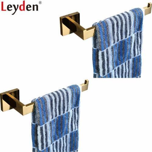 Leyden 2pcs Bathroom Accessories Set Golden Finish 304 Stainless Steel 2pcs Towel Ring Sets Wall Mounted Towel Holder