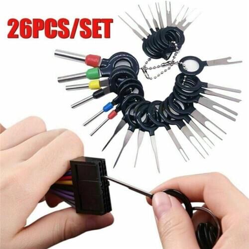 Hot 26Pcs Car Terminal Removal Tool Kit Terminal Ejector Kit Wire Connector Pin Release Extractor Puller DO2