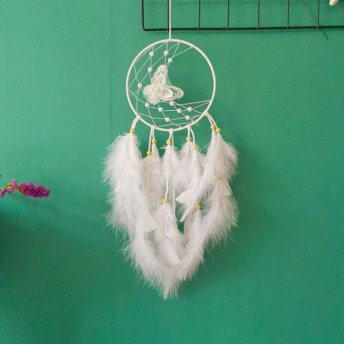 White Butterfly Dreamcatcher Pure Wall Decoration Home Decor Feather Hanging Art Gift