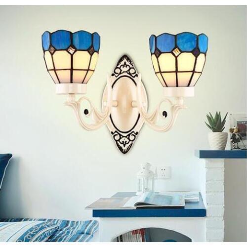 Nordic Style Tiffany Stained Glass Single Head & Double Head LED Wall Lamps Wall Lamps E27 AC 90-260V lustre light wall lighting