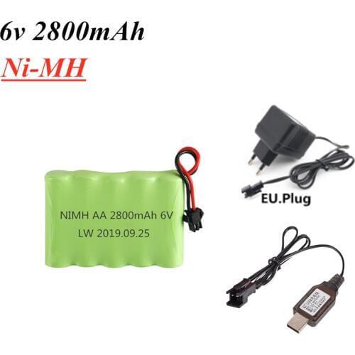 6v 2800mAh Ni-MH Battery + USB Charger For Rc Toy Cars Ship Tanks Robot 2800mAh 6V Batteries Group 1pcs to 2pcs