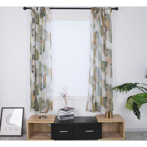 Nordic Modern Fresh Geometric Rhombus Blackout Window Curtain Gauze Drape For Living Room Tulle Kids Bedroom Balcony Home Decor