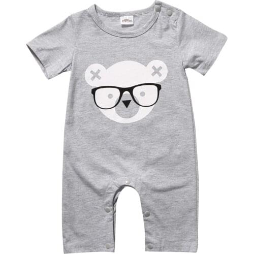 New Summer Bear Cotton Jumpsuit Toddler Kids Outfits Cute Newborn Baby Boy Girl Rompe