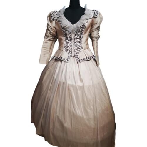 2021 New champagne victorian Halloween Cosplay dress Colonial Georgian Renaissance Gothic Historical dress D-661