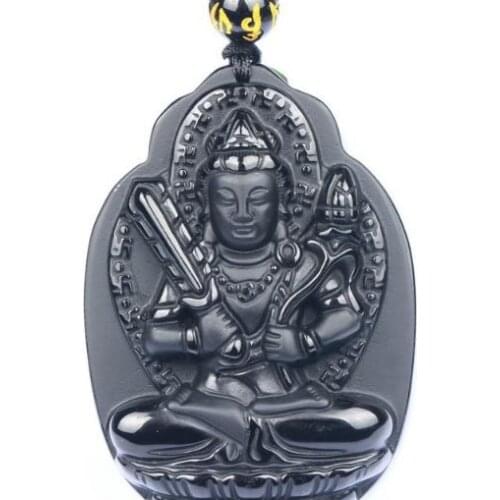 Natural Obsidian Pendant Eight Guardian God Void Bodhisattva o3