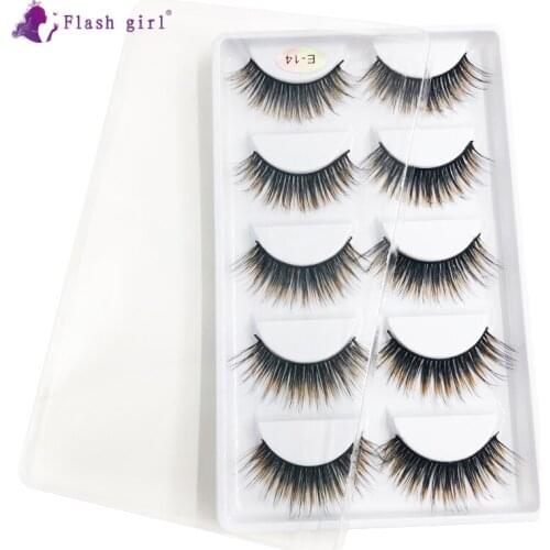 Most Popular 3D Mink Eyelashes Handmade Wispy Colorful Eye Lashes Natural Volume Fake Eyelash Extension Makeup Tools E14