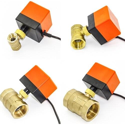 1/2" 3/4" 1" 2" Motorized Ball Valve 220V 12V 24V 3-Wire 2 Point Control Brass Electric Ball Valve
