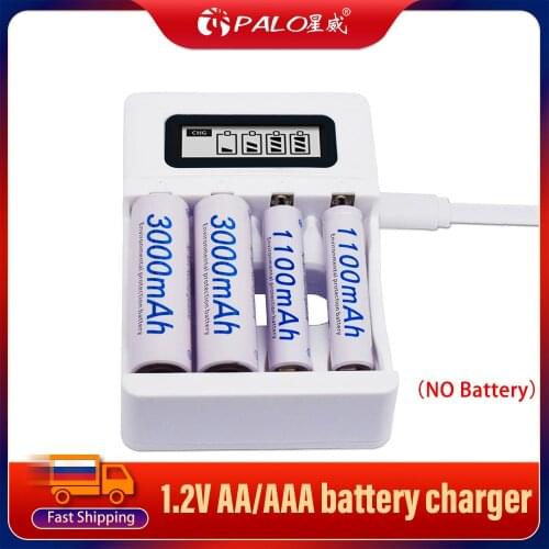 4 Slot Ulrea Fast Smart Intelligent Battery Usb Charger For 1.2V AA AAA NiCd NiMh Rechargeable Battery LCD Display Quick Charger