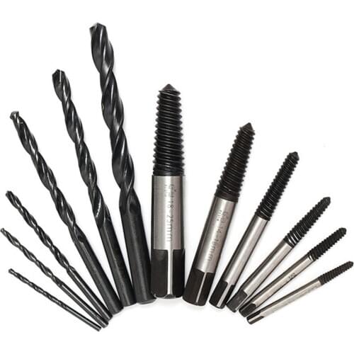 Screw Remover 10/12pcs Screw Extractor Cobalt Drill Bit Bolt Remover Broken Bolt Damaged Screw Extractors Set with Metal Case