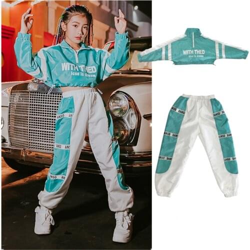 Hip Hop Costumes Children White Street Dance Outfit Girls Jazz Clothes Kids Cheerleading Modern Stage Perform Girls Jazz Outfits