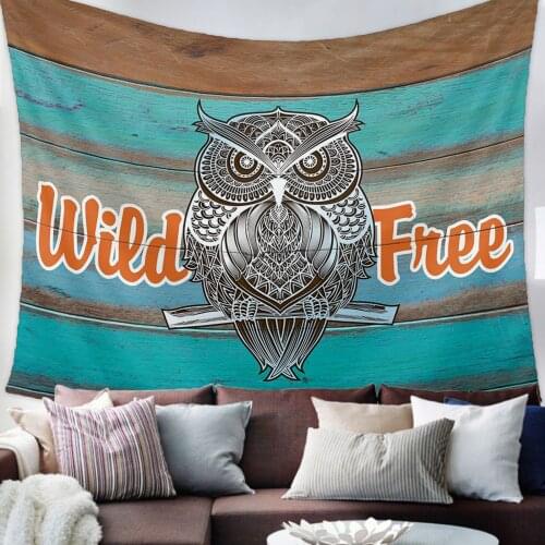 Owl Vintage Wooden Texture Tapestry Wall Hanging Living Room Decor Wall Hanging Tapestry Yoga Mat Home Decor Art
