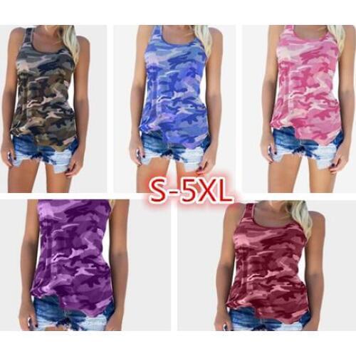 2021 Summer Camouflage T-shirt Women Plus Size S-5XL O-neck Vest Female T Shirt Lady Cool Top Off Shoulder Tee Shirt Femme *new