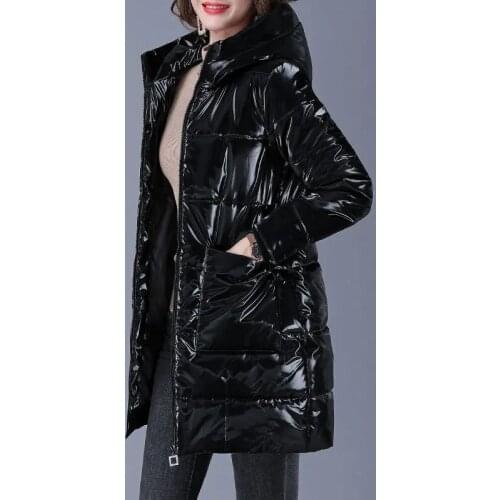 Plus Size Down Padded Jacket Women New Winter Warm Parka Coat Female Fashion Bright Face Long Thicken Bright Leather Outerwear
