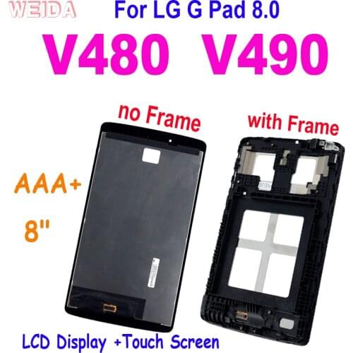 AAA+ 8" LCD For LG G Pad 8.0 V480 V490 LCD Display Touch Screen Digitizer Panel Assembly with Frame for LG V480 LCD Replacement