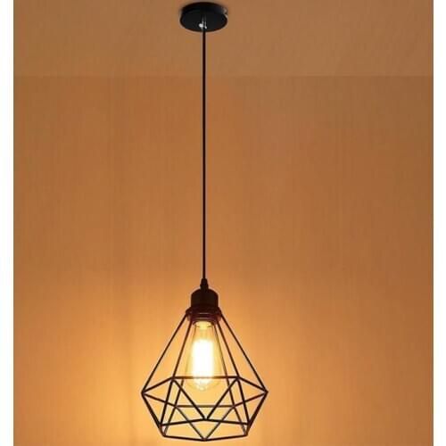 1PCS Iron Lampshade Indoor Retro Edison Metal Wire Cage Shaped Hanging Pendant Light Chandelier Lampshade Without Bulb Decor