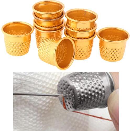10pcs Silver Gold Color Sewing Thimbles Metal Finger Protector Tools DIY Craft Accessories