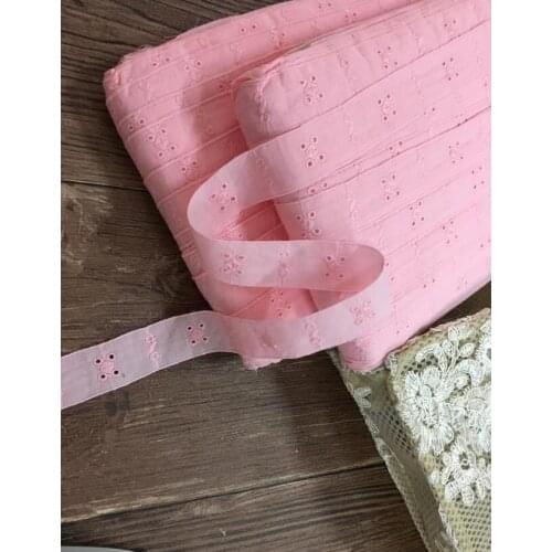 15 Yards Lace Trim Pink 100% Cotton Embroidery Lace Fabric for Children Doll Clothes Craft Sewing Wedding