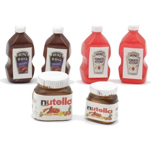 1:12 Dollhouse Miniature Kitchen decoration BBQ Barbecue sauce tomato ketchup Chocolate Cream 2PCS/ Set 3 styles