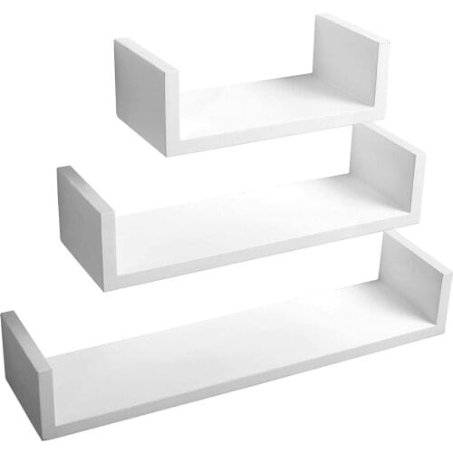 3PCs/set U Shaped Floating Shelves Toys Storage Display Shelf Bookcase Rack Organizer Decorative Wooden Wall Mounted Shelf
