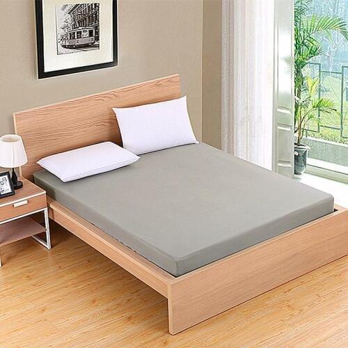 35 Solid Waterproof Mattress Protector with Elastic Band Sanding Breathable Bed Mattress Cover Anti-mite Washable