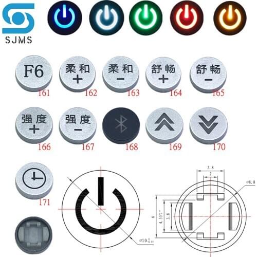 Free Shipping 10pcs C12 OD 10mm Switch Cap Symbol Cap For 6*6mm Tactile Momentary LED Tact Push Button Switch bluetooth Icon cap