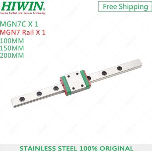 Free Shipping stainless steel 7mm Linear Guide HIWIN MGN7 100mm 150mm 200mm linear rail + MGN7C block slider standard carriage