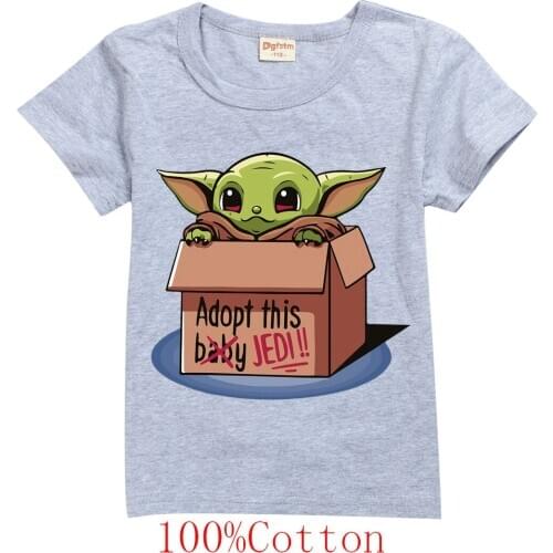 Childrens Short Sleeve Cotton T-shirt Mandalorian Baby Yoda Toddler Boy Clothes Fashion Girls Summer T Shirt Teenage kids Tops