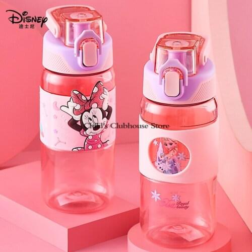 Disney Cartoon Water Cup Childrens Straw Cup Mickey Adult Straw Cup 280ml Leakproof Portable Kid Kettle Cute Water Bottle