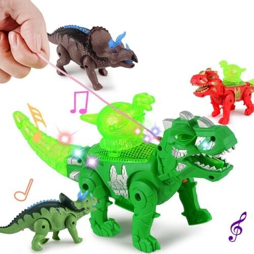Electric Colorful Simulation Dinosaur Model Walking Sound Light Kids Gifts Parent-child Interactive Funny Educational Toys Games