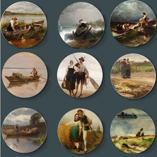 Fashionable Karl Raupp Art Ceramic Plate Elegant Wall Plate European Style Decorative Plate Handmade Home Decorative Background