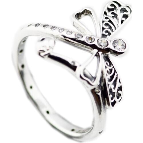CKK 925 Sterling Silver Dreamy Dragonfly Ring For Women Original Fashion Jewelry Making Anniversary Gift