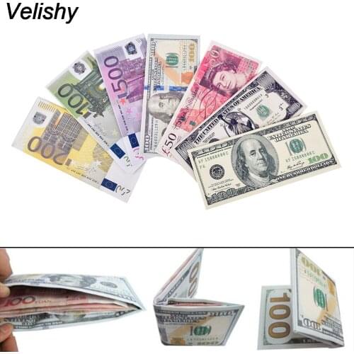 Velishy New Fashion Wallet Men Personality Euro Bill Pockets Card Short Bifold PU Leather Wallets Purse 6 Styles