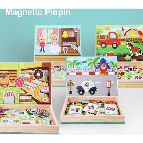 Magnetic Matching Game Puzzles Imagination Play Farm Store Figure Children Toy