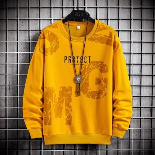 New Men Casual Hoodies Long Sleeve Round Collar Mens Fashion Sweatshirts Letter Printing Street Trendy Mens Clothing High Brand